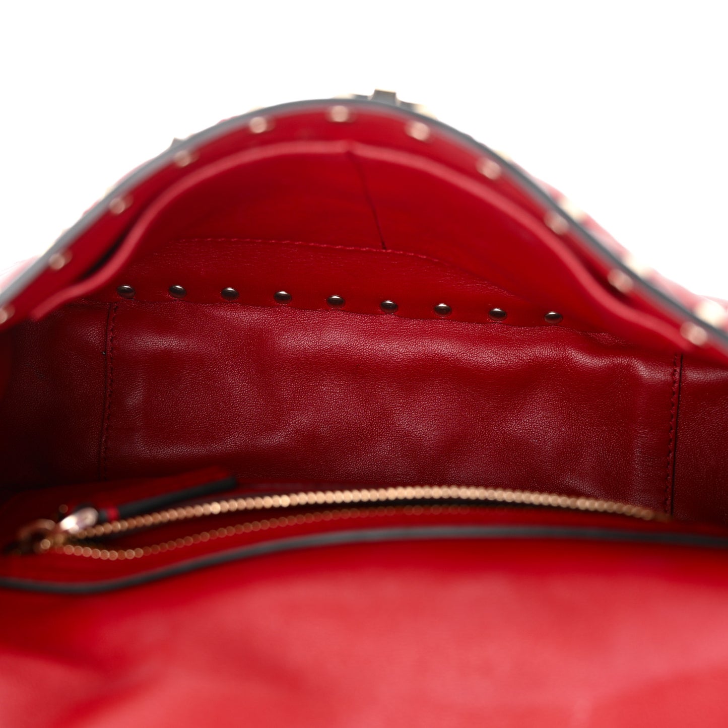 Lambskin Medium Rockstud Spike Shoulder Bag Red