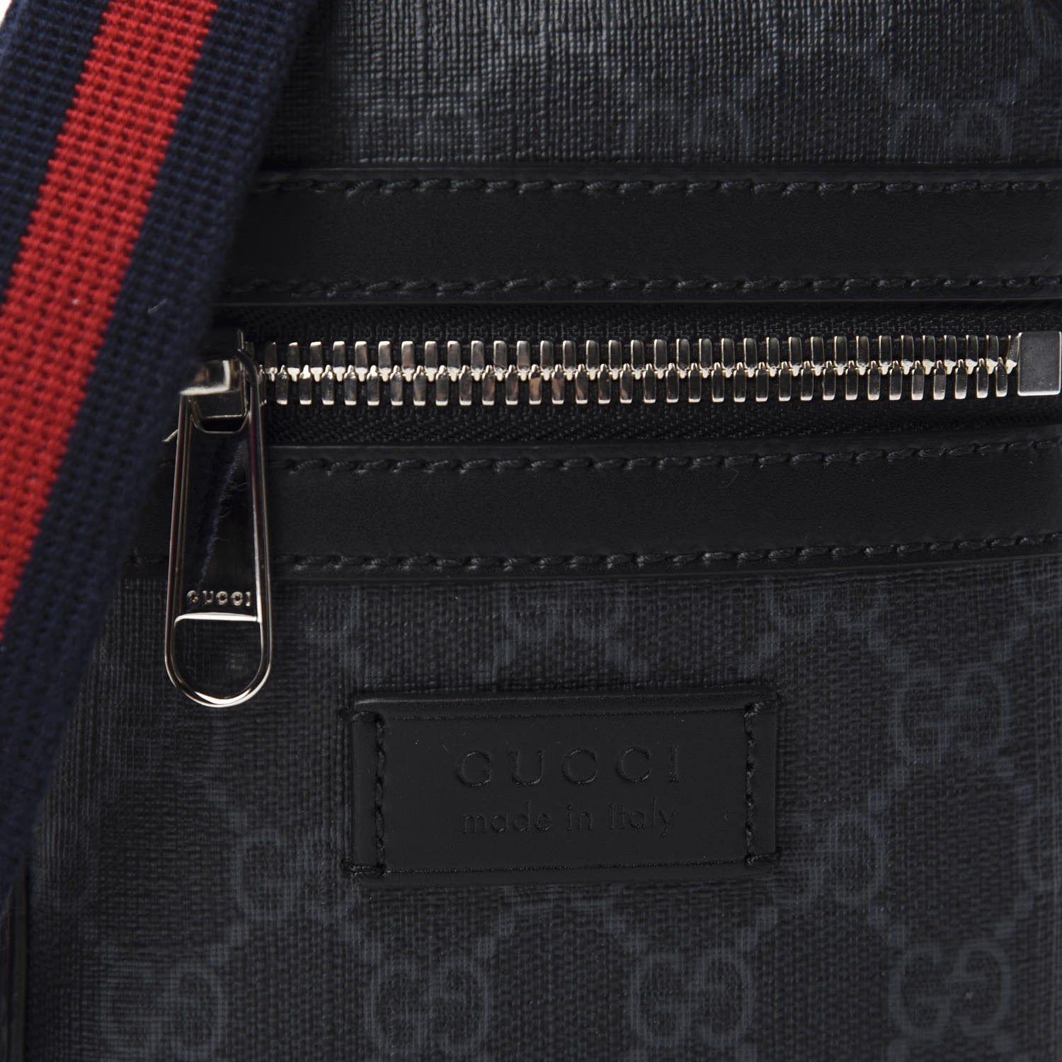 Gucci GG Supreme Monogram Appia Calfskin Web Small Camera Messenger Bag Black Grey 10 of 10