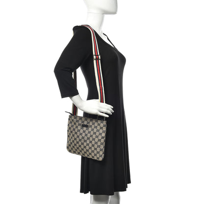 Gucci Monogram Web Small Flat Messenger Bag Navy 2 of 9