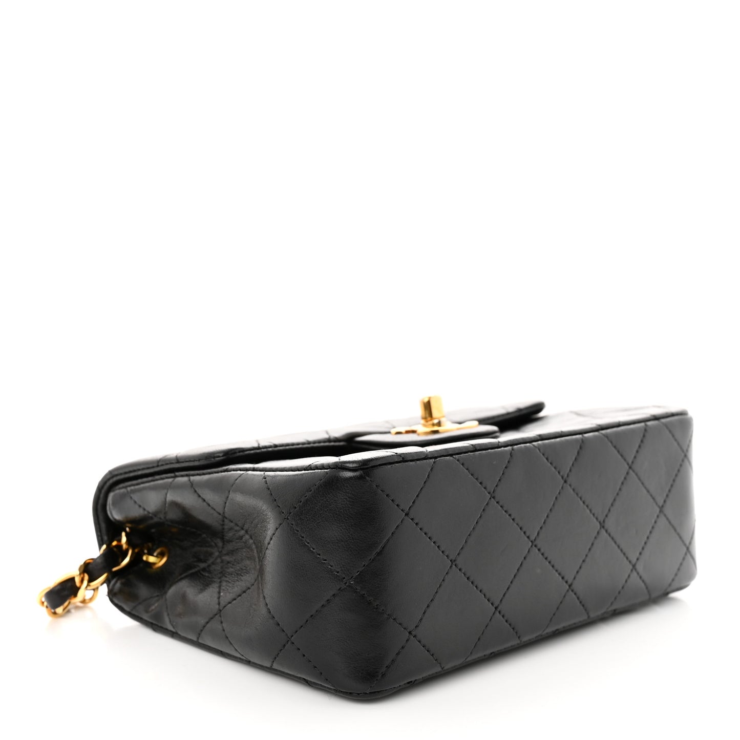 Lambskin Quilted Mini Square Flap Bag Black