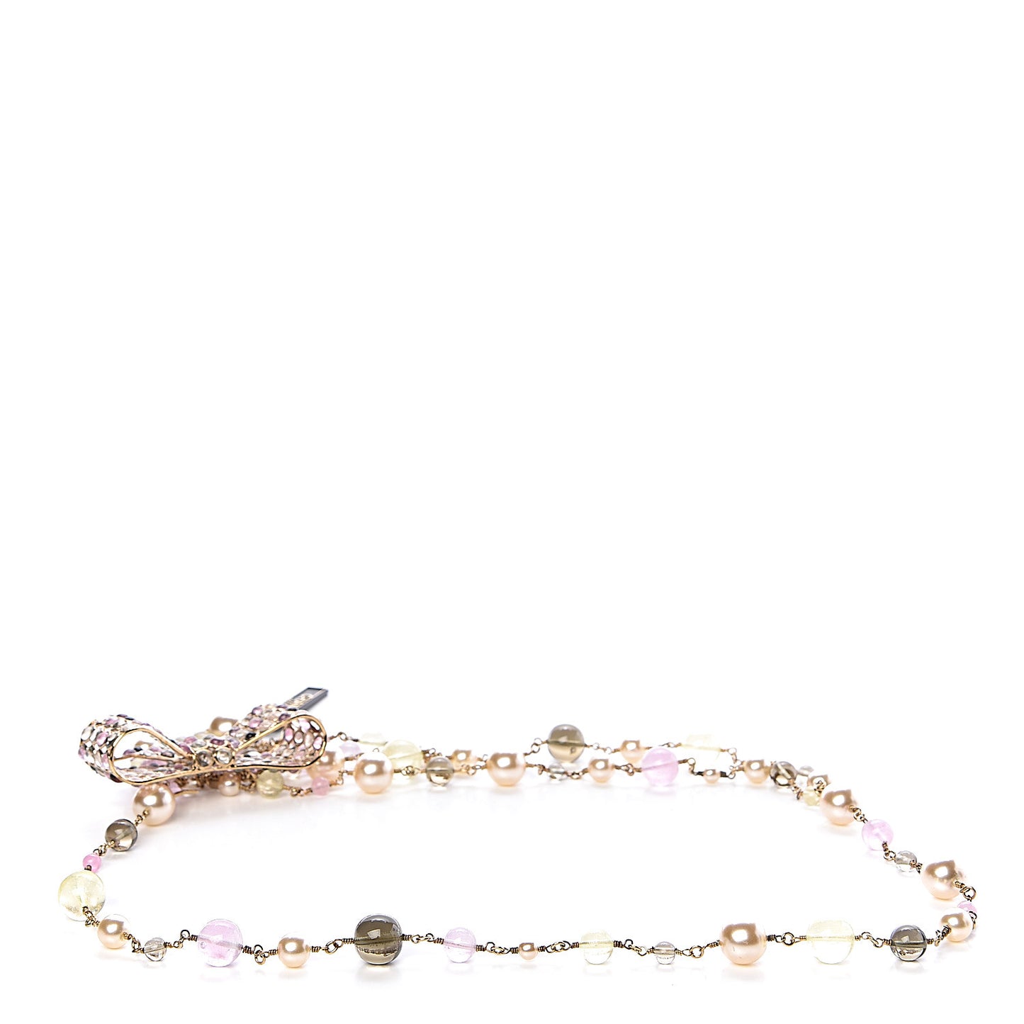 Crystal Pearl Resin CC Bow Belt 75 Gold