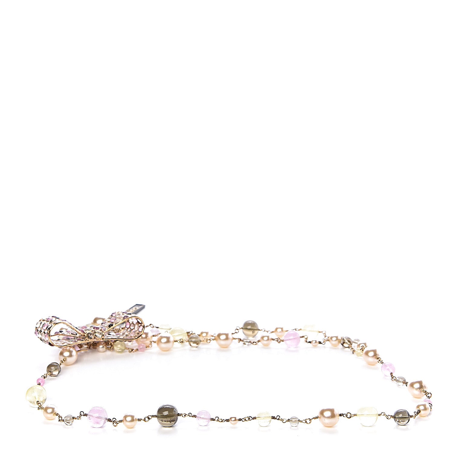 Chanel Crystal Pearl Resin CC Bow Belt 75 Gold 2 of 6