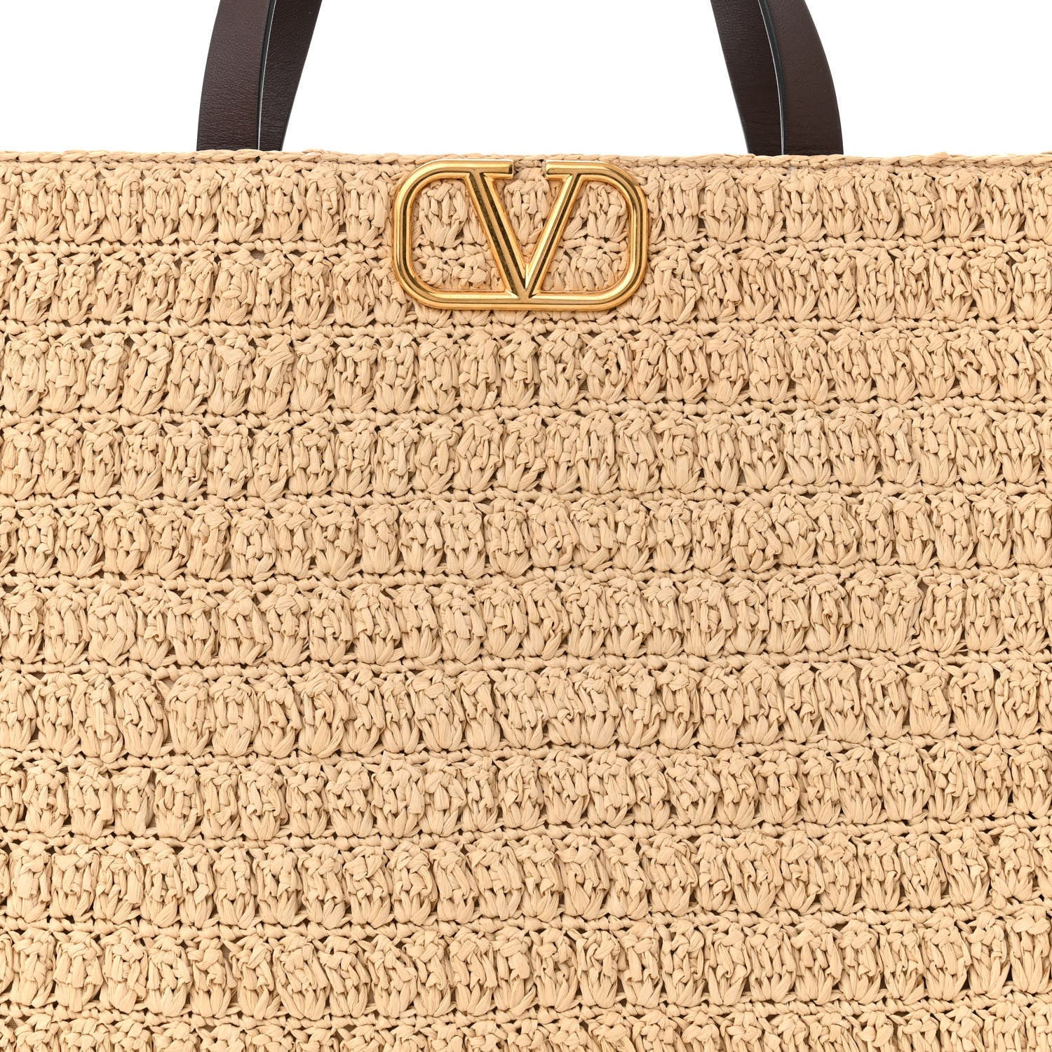 Valentino Garavani Raffia Calfskin Vlogo Tote Naturale Fondant 7 of 9