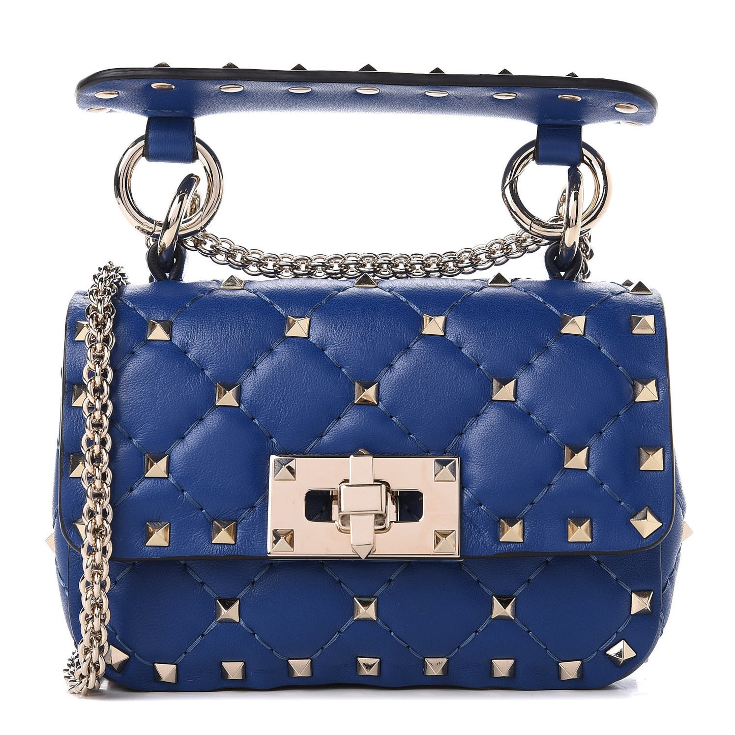 Nappa Micro Rockstud Spike Shoulder Bag Blue