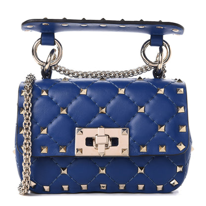Valentino Garavani Nappa Micro Rockstud Spike Shoulder Bag Blue 1 of 10