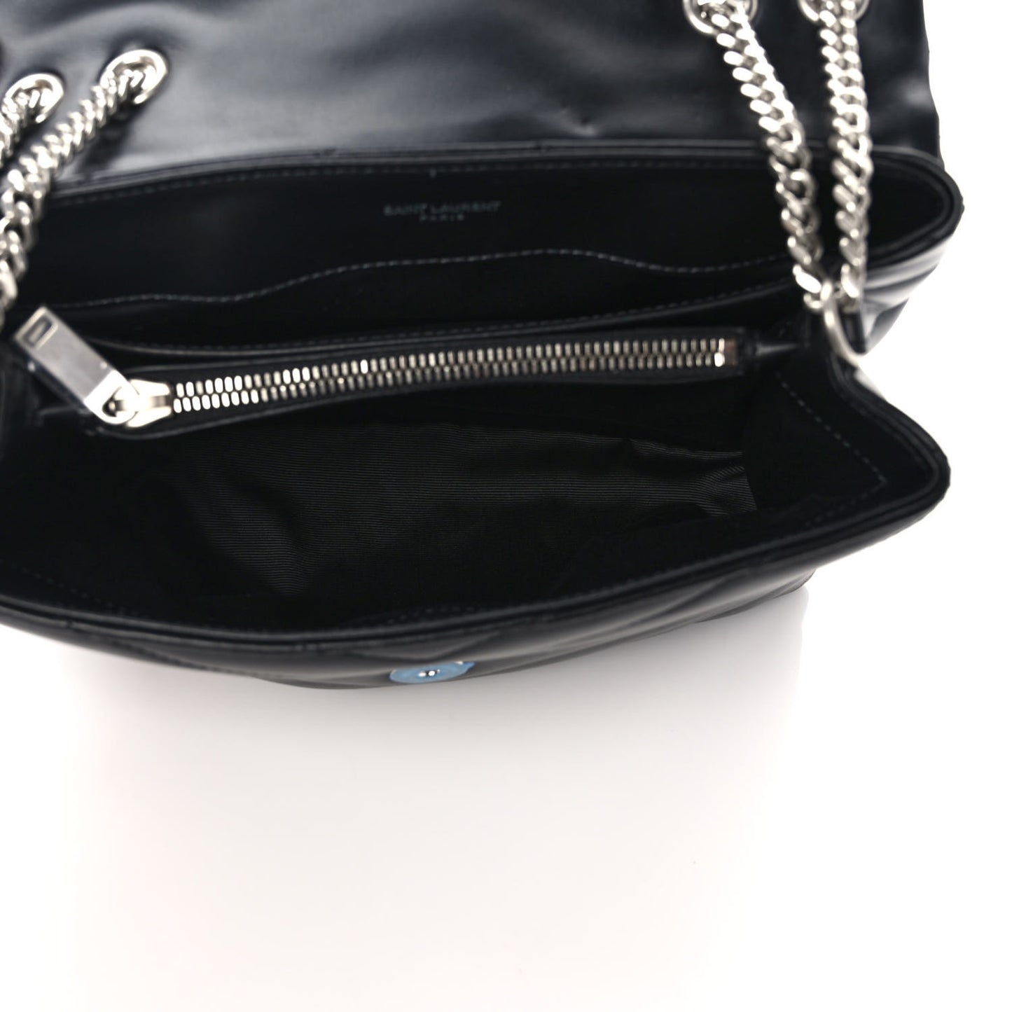 Calfskin Y Quilted Monogram Small Loulou Chain Satchel Black