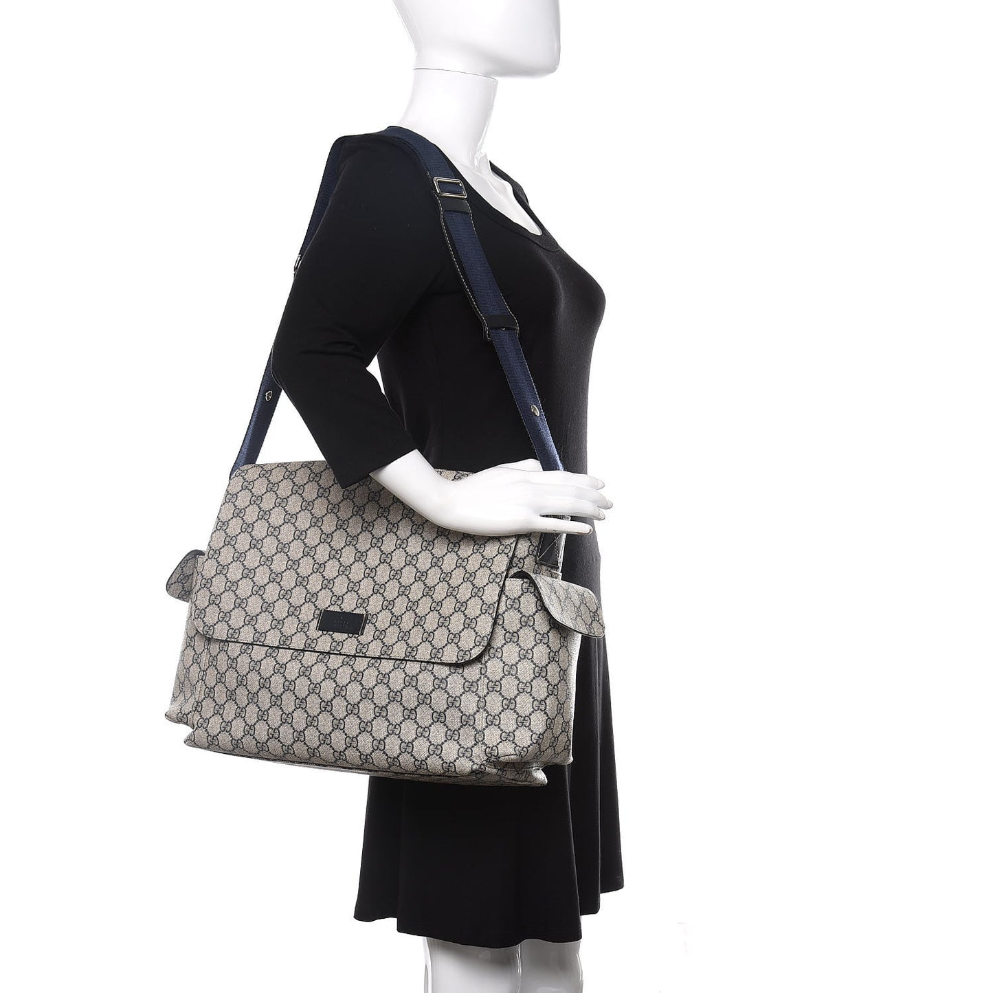 GG Plus Monogram Messenger Diaper Bag Navy