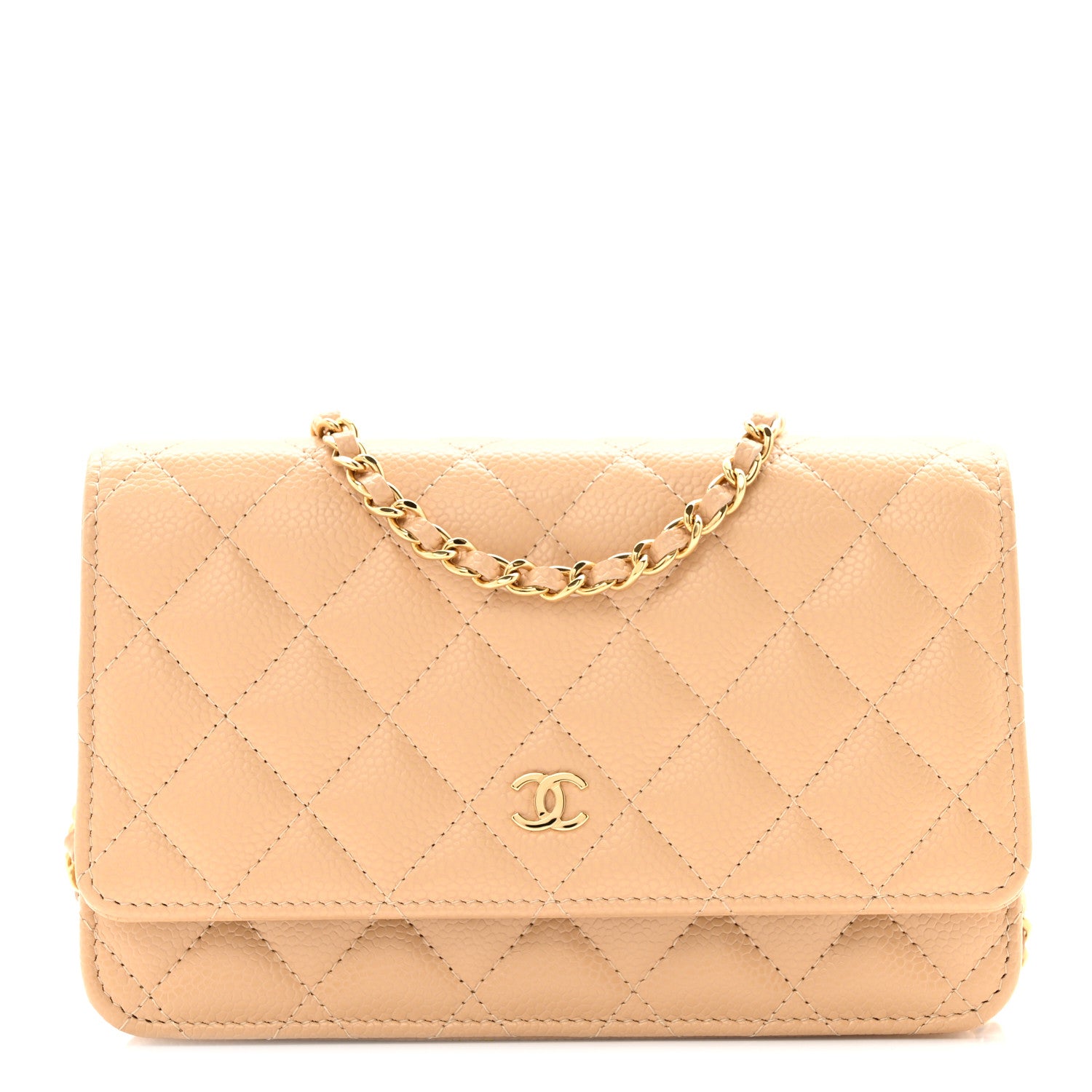 Chanel Caviar Quilted Wallet on Chain WOC Beige 1 of 14