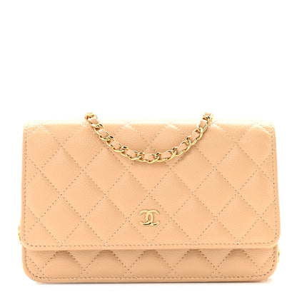 Chanel Caviar Quilted Wallet on Chain WOC Beige 1 of 14