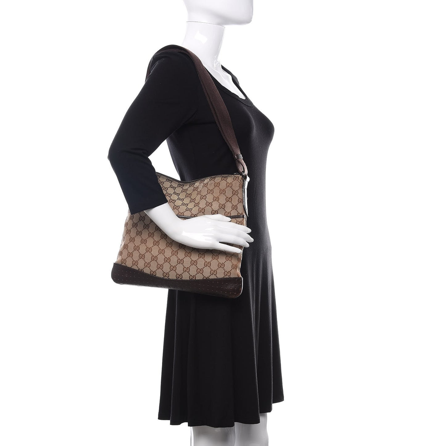 Monogram Calfskin Perforated Medium Flat Messenger Bag Dark Brown