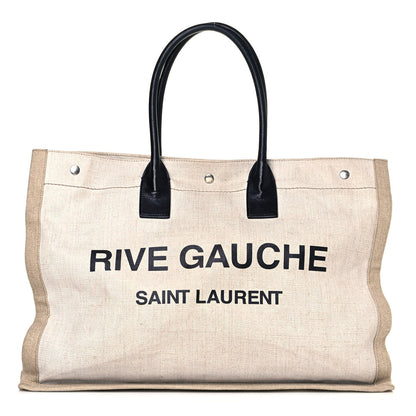 Saint Laurent Linen Calfskin Rive Gauche Tote Optic White 1 of 14