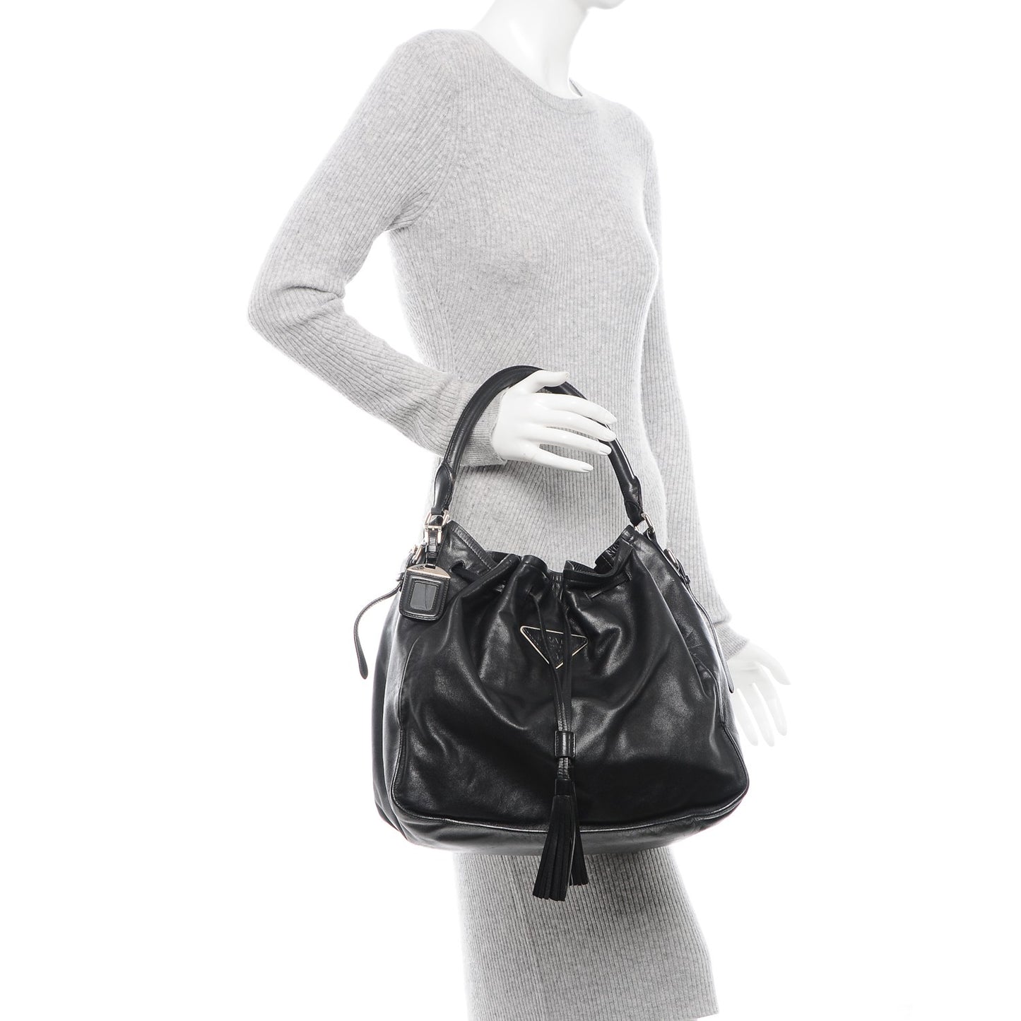 Nappa Drawstring Tote Black