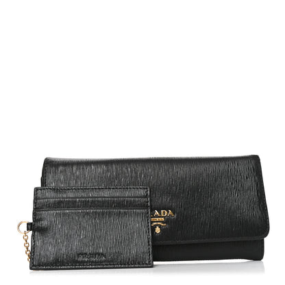Prada Vitello Move Continental Flap Wallet Black 3 of 9