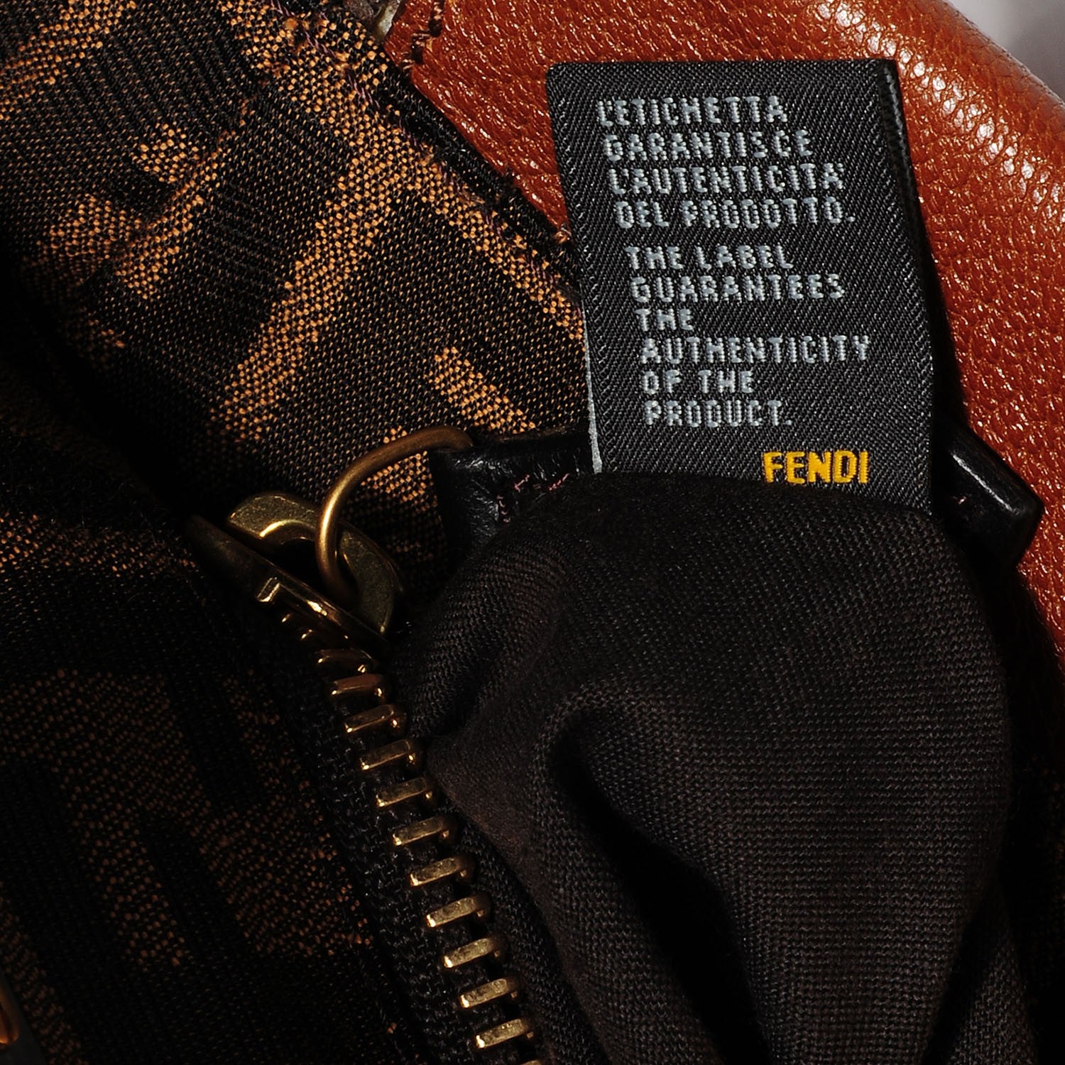 Fendi Goatskin Zucca Medium Peekaboo Iconic Satchel Cuoio Tobacco Moro 8 of 9