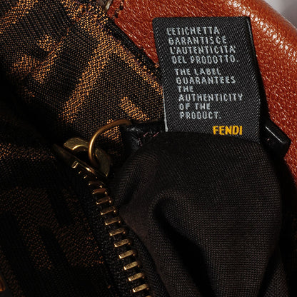 Fendi Goatskin Zucca Medium Peekaboo Iconic Satchel Cuoio Tobacco Moro 8 of 9