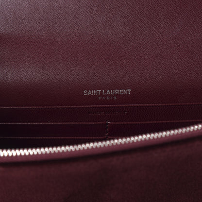 Saint Laurent Velvet Crystal Monogram Kate Tassel Shoulder Bag Burgundy 8 of 9