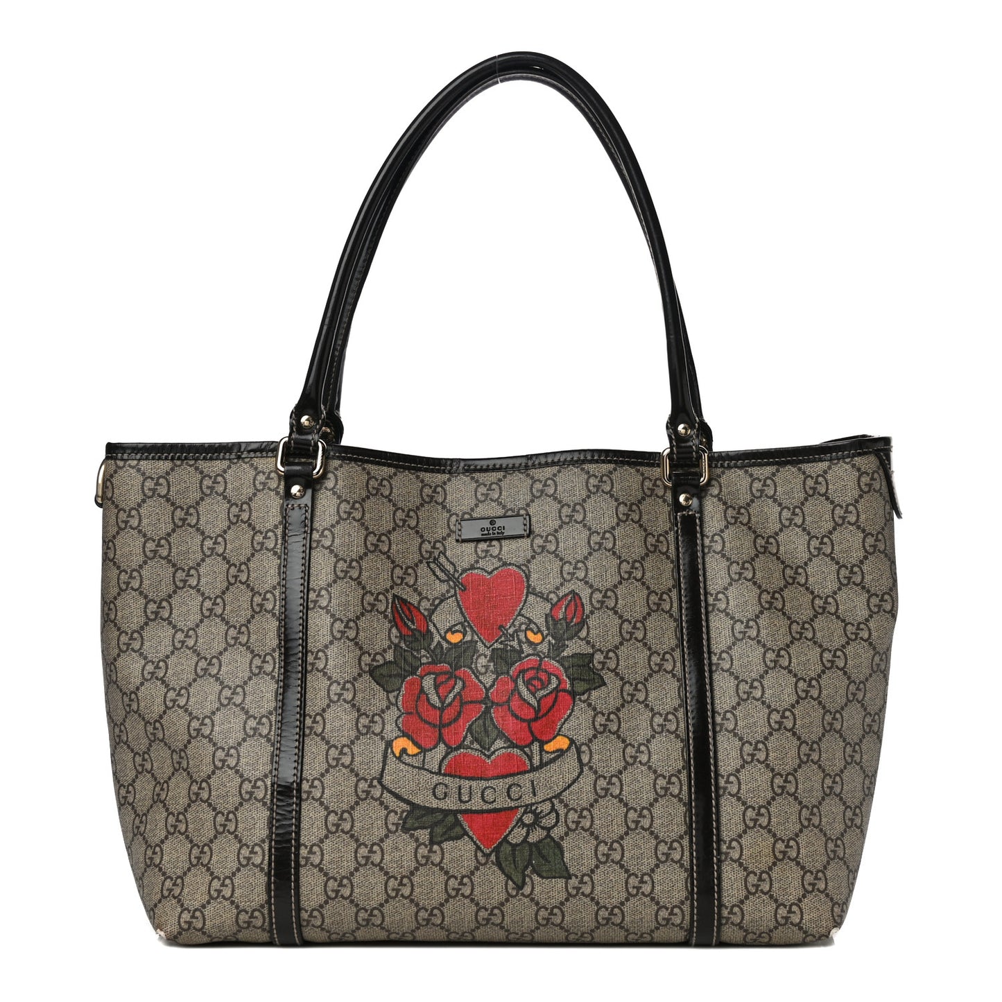 GG Plus Monogram Tattoo Heart Medium Joy Tote Dark Brown