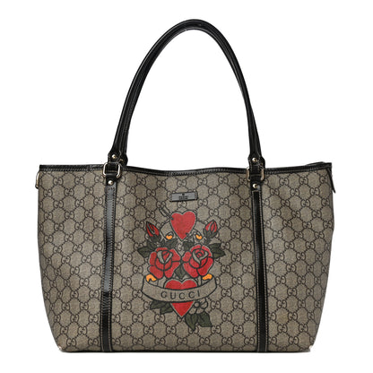 Gucci GG Plus Monogram Tattoo Heart Medium Joy Tote Dark Brown 1 of 20