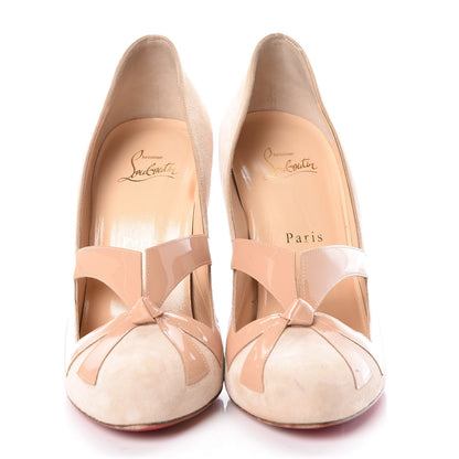 Christian Louboutin Veau Velours Patent Bow Me Dear 100 Pumps 40 Doudou 2 of 10