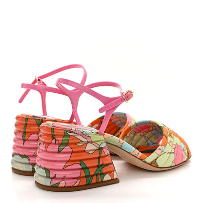 Fendi Fabric Calfskin Promenade Slingback Sandals 35 Arancio Multicolor Lipstick 5 of 12