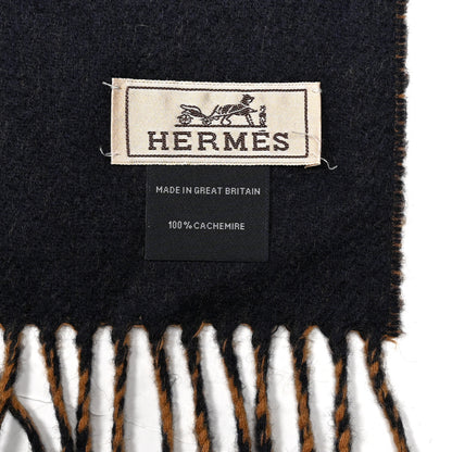 Hermes Cashmere Fringe Double Face Scarf Marine Bronze 4 of 4