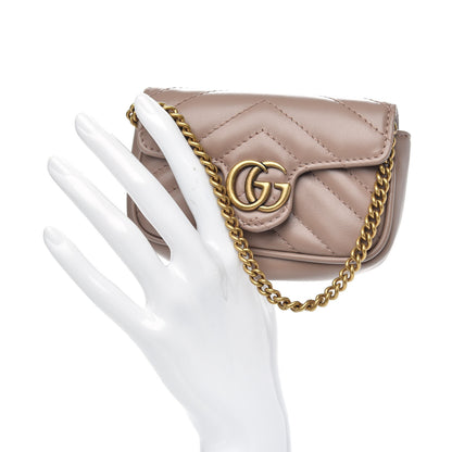 Gucci Calfskin Matelasse Heart GG Marmont 2.0 Coin Purse On A Chain Porcelain Rose 2 of 9