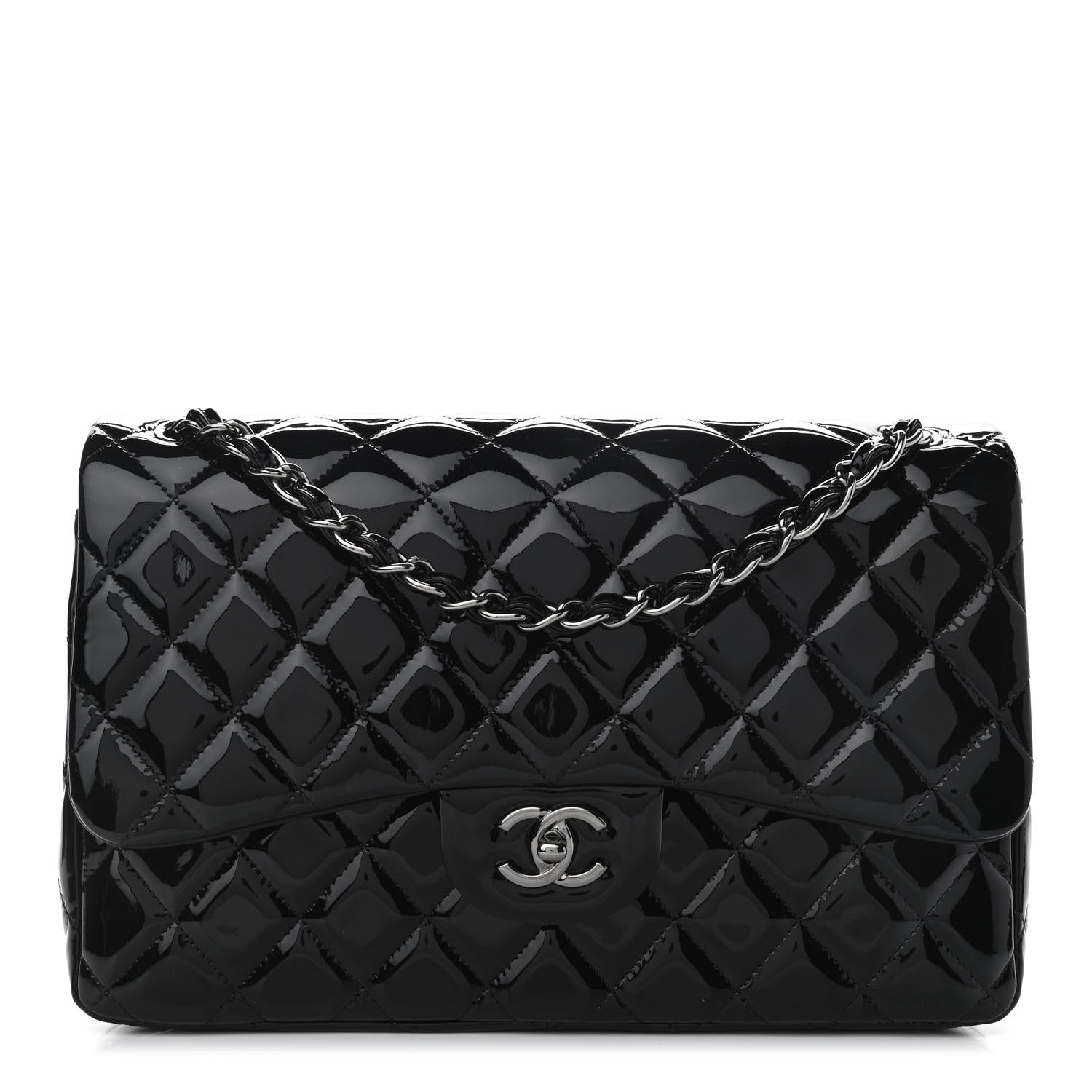 Chanel Patent Quilted Jumbo Double Flap Black 1 of 11
