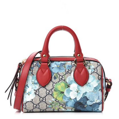 Gucci GG Supreme Monogram Blooms Mini Boston Navy Blue Hibiscus 1 of 10