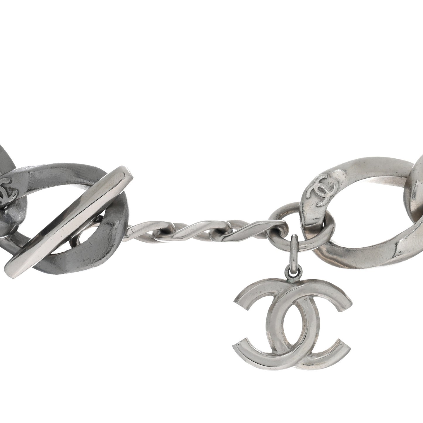 Chain Link CC Choker Necklace Silver