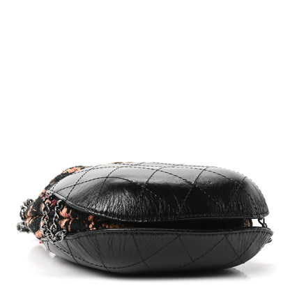 Chanel Tweed Calfskin Quilted Small Gabrielle Bucket Black Brown Orange 4 of 10
