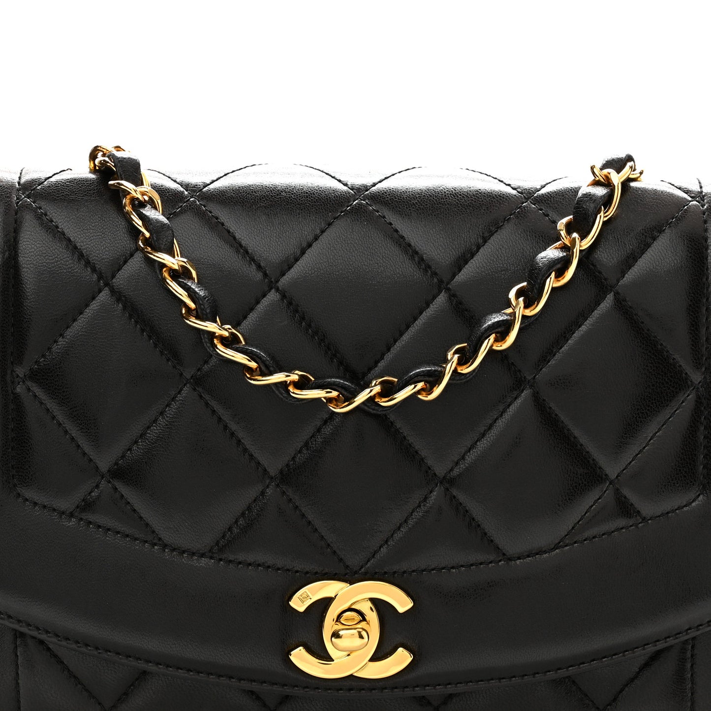 Lambskin Quilted Small Single Flap Black