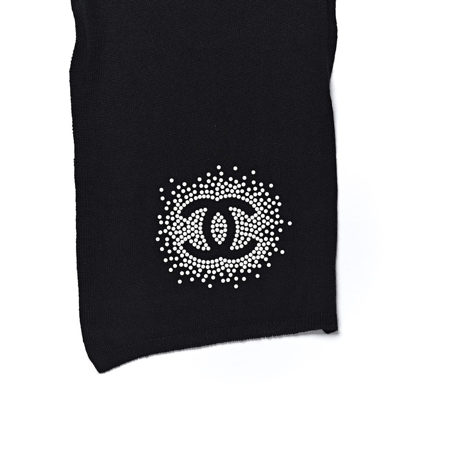 Wool Silk Cashmere Beaded CC Scarf Black