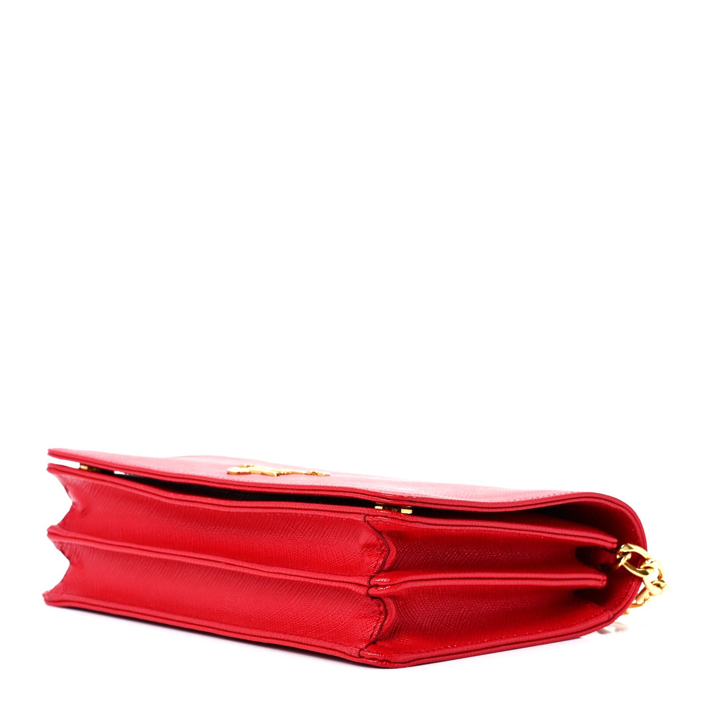 Saffiano Lux Chain Wallet Fuoco