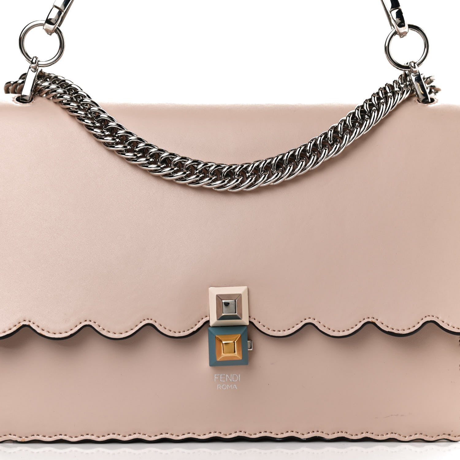 Fendi Vitello Liberty Scalloped Studded Kan I Shoulder Bag Plaster 8 of 12