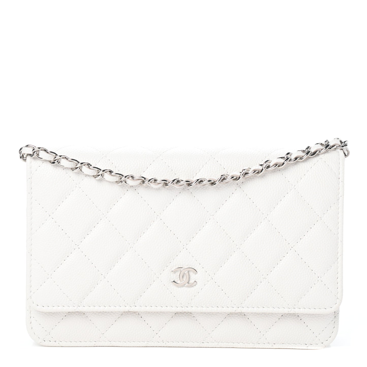 Caviar Quilted Wallet On Chain WOC White