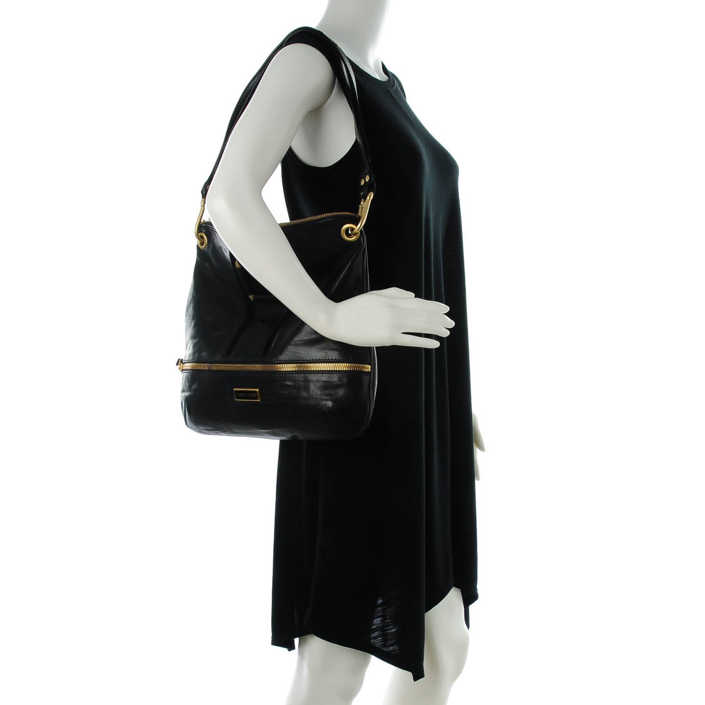 Calfskin Suede Shoulder Bag Black