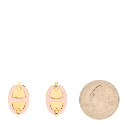 Hermes Enamel Mini Maillon Earrings Rose Candeur 2 of 5