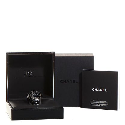 Chanel Stainless Steel Ceramic Diamond 33mm J12 Quartz Watch Black 6 of 6
