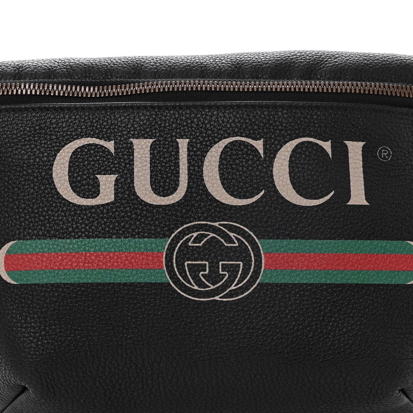 Grained Calfskin Logo Belt Bag Black