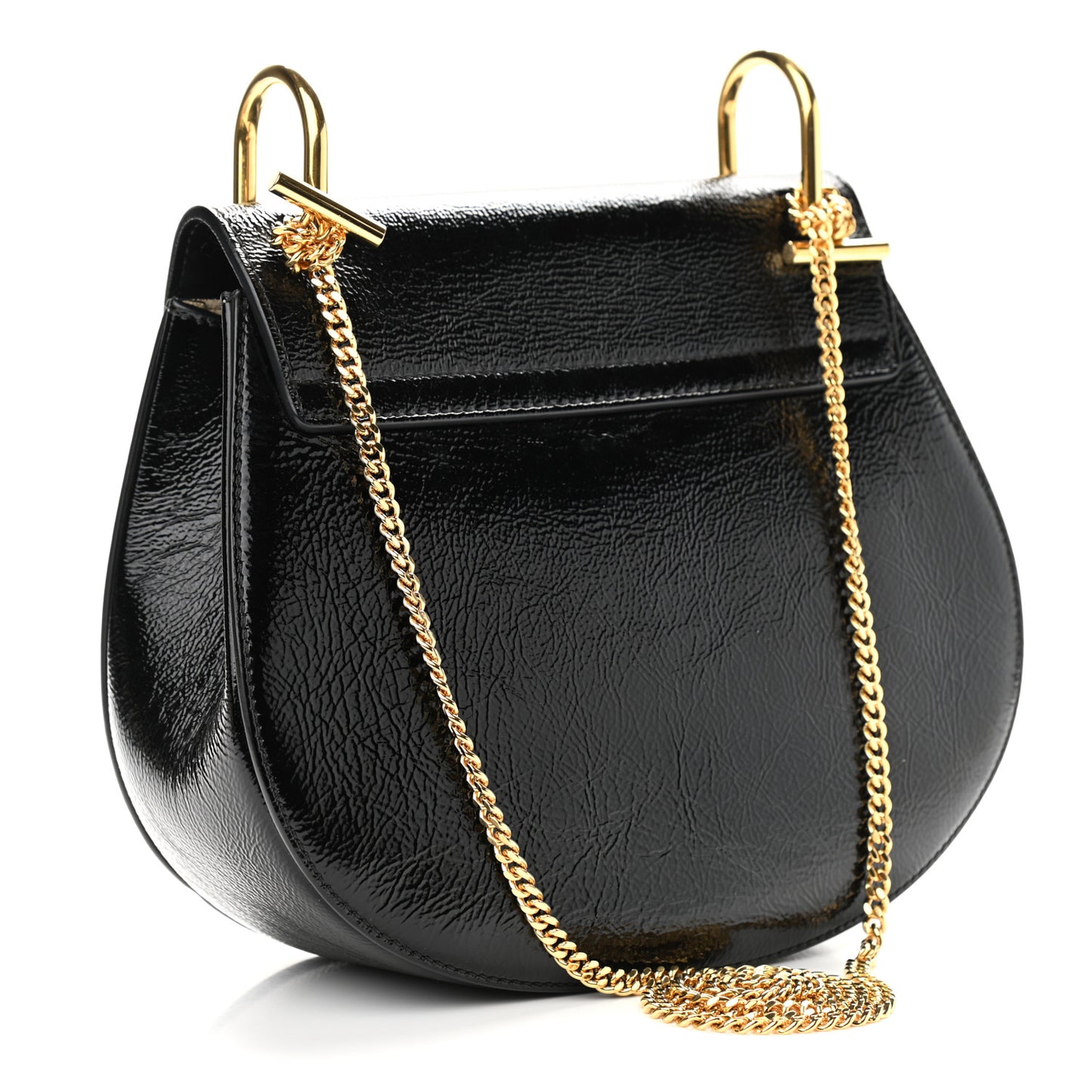 Grained Patent Drew Shoulder Bag Black