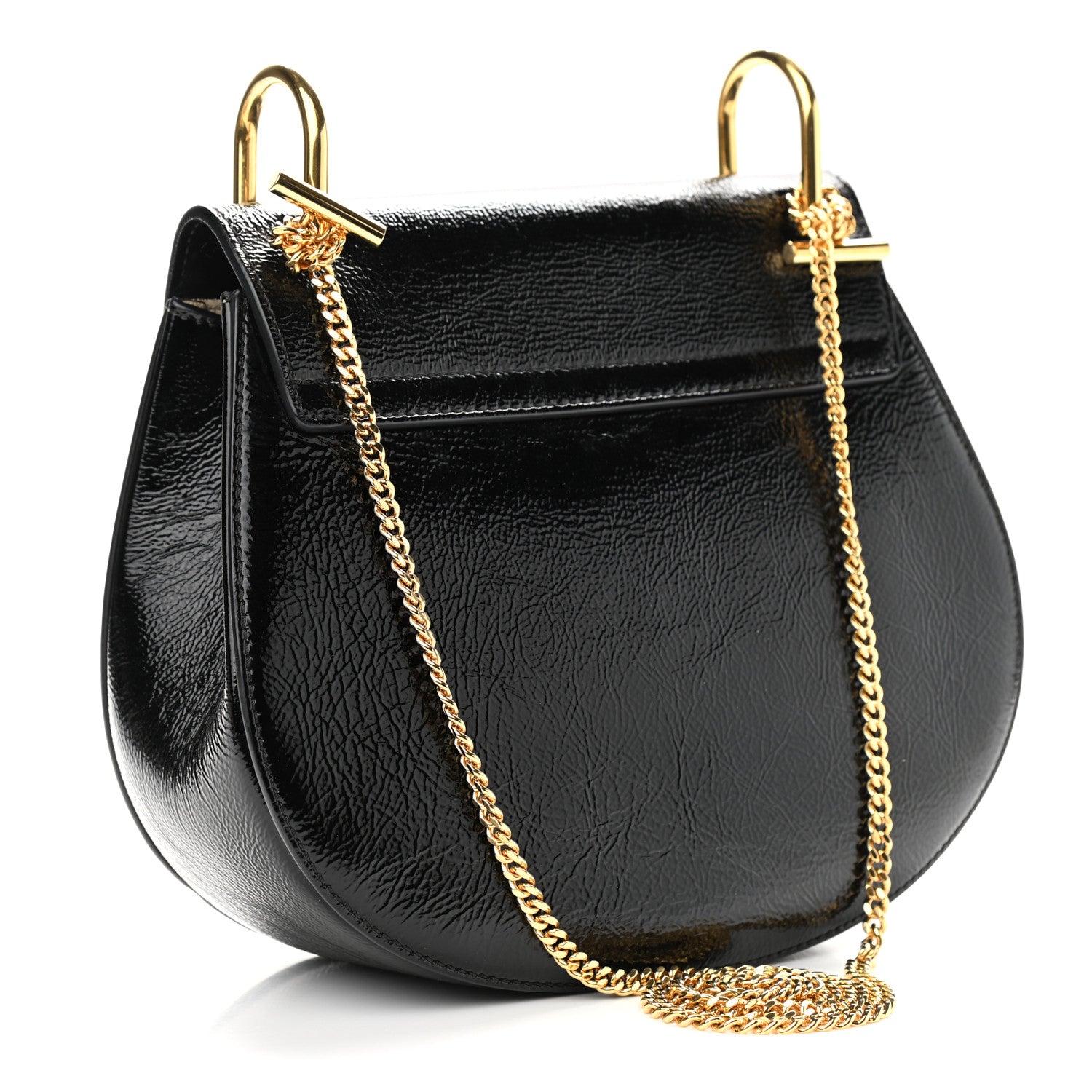 Chloe Grained Patent Drew Shoulder Bag Black 2 of 8