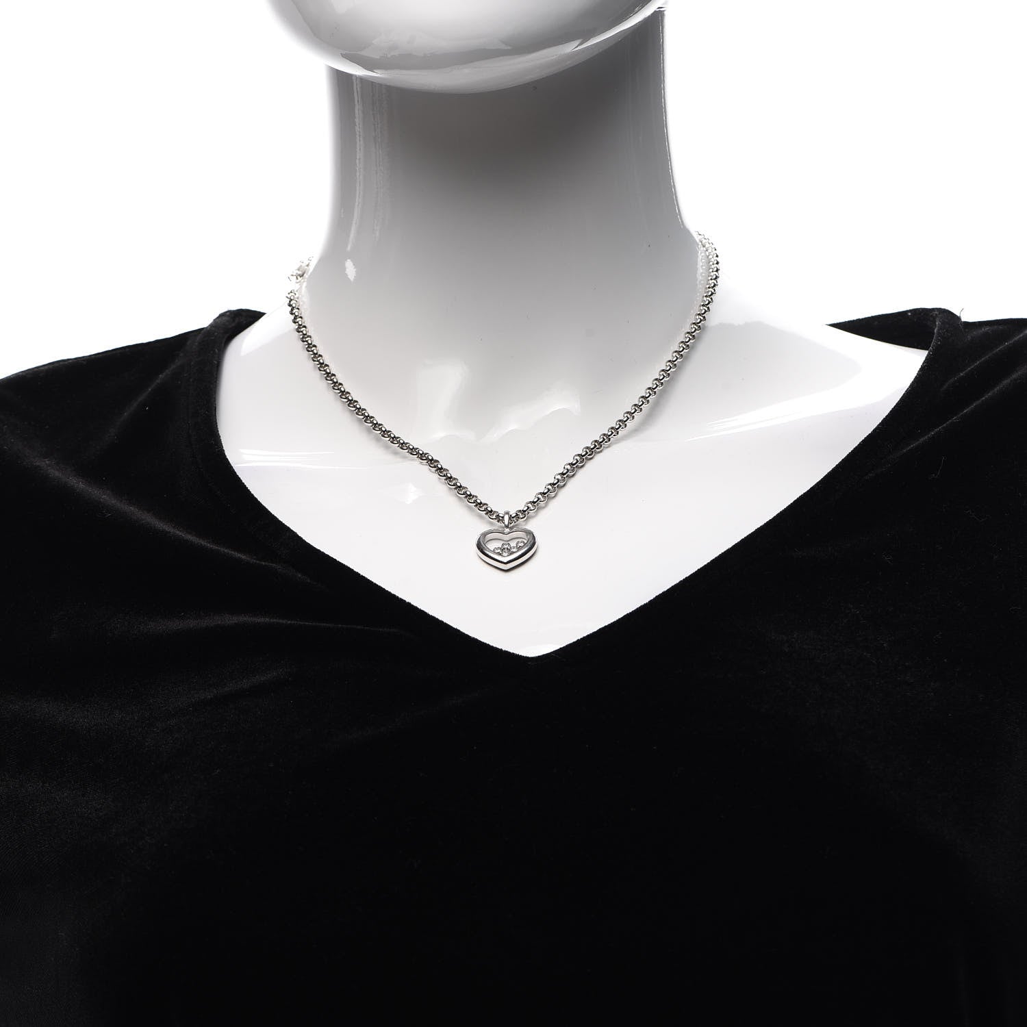 Chopard 18K White Gold 5 Happy Diamonds Icons Heart Pendant Necklace 2 of 5