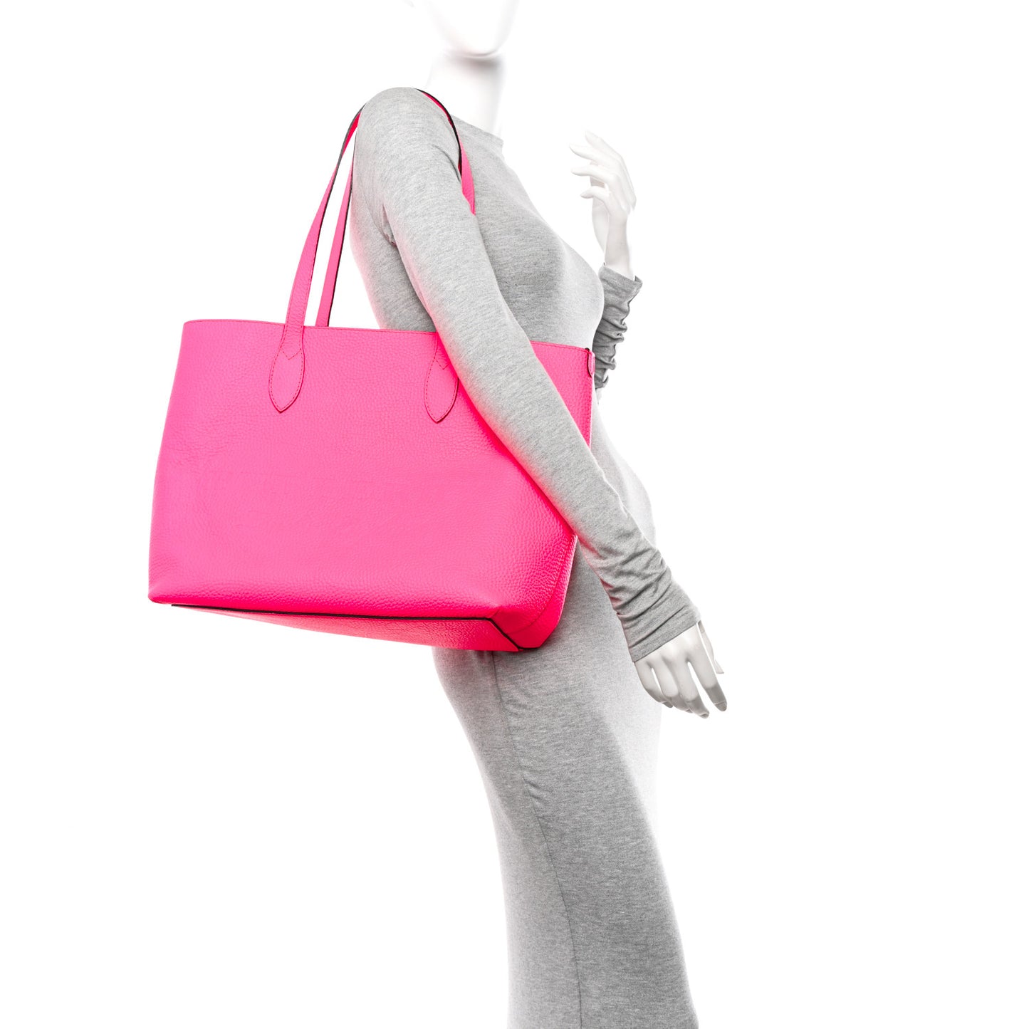 Grainy Calfskin Remington Tote Neon Pink