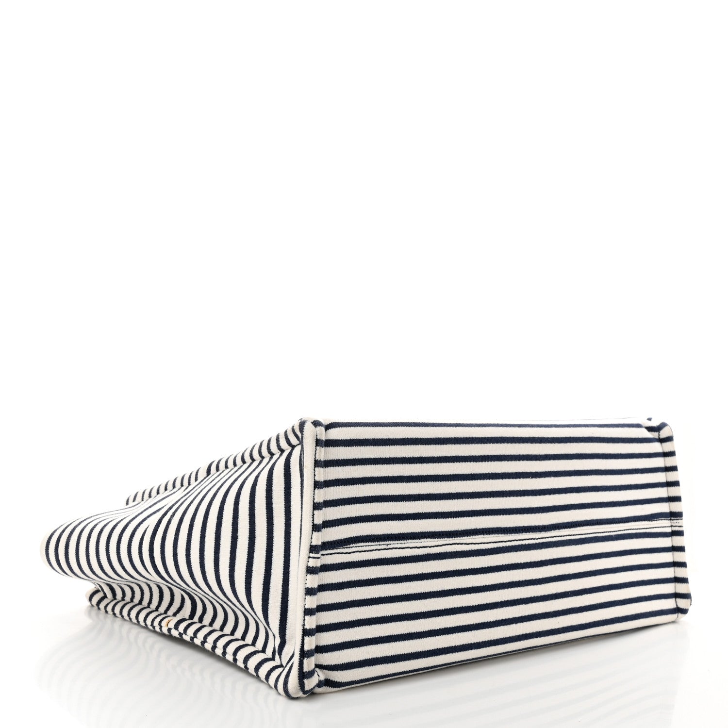 Celine Canvas Calfskin Striped Triomphe Cabas Navy 4 of 10