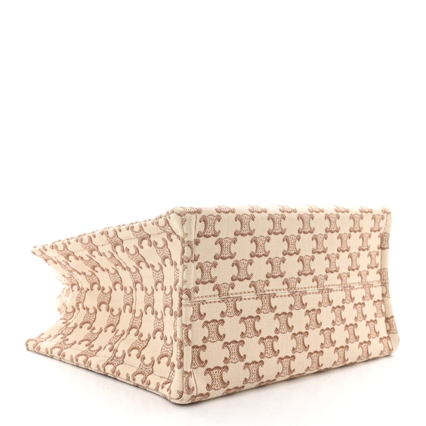 Canvas Calfskin Triomphe Print Small Cabas Thais White