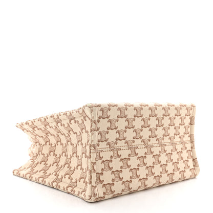 Celine Canvas Calfskin Triomphe Print Small Cabas Thais White 4 of 9