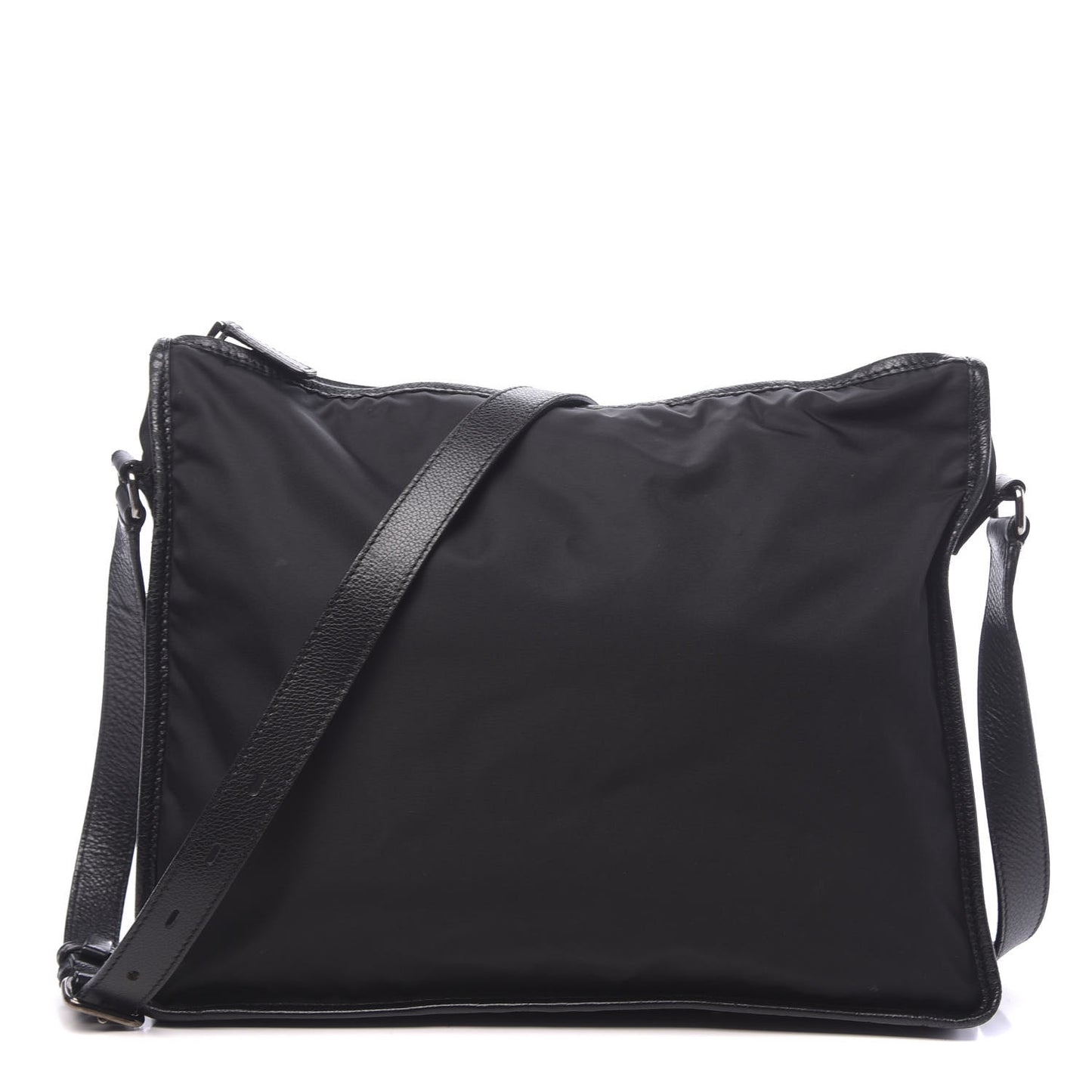 Nylon Flat Messenger Bag Black