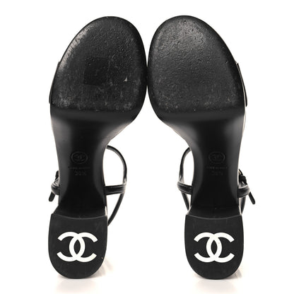 Chanel Lambskin Logo Platform Sandals 36.5 Black 6 of 10