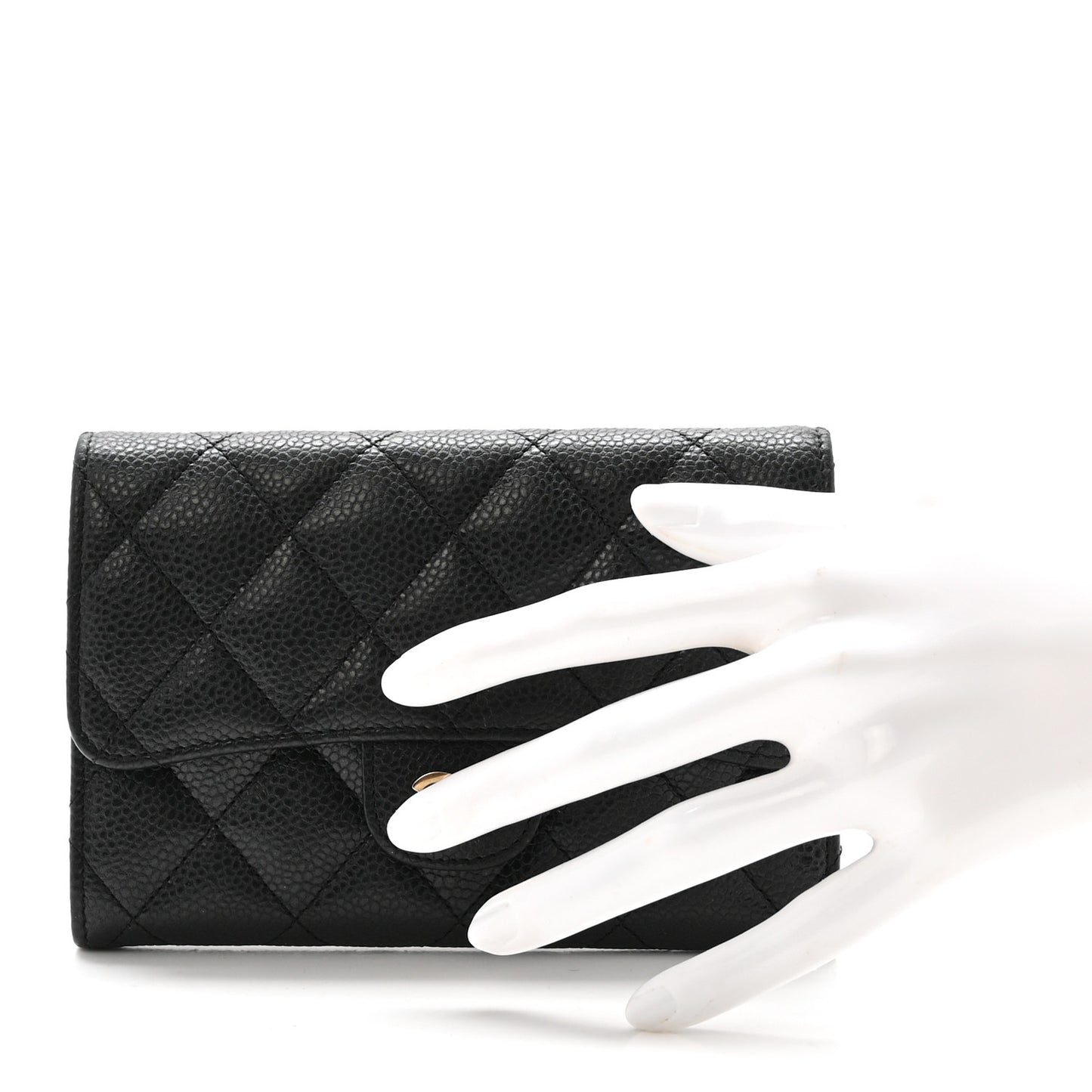 Caviar Quilted Small Flap Wallet Black