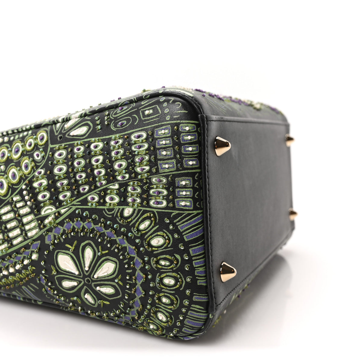 Smooth Calfskin Beaded Animals Medium Lady Dior Black Multicolor